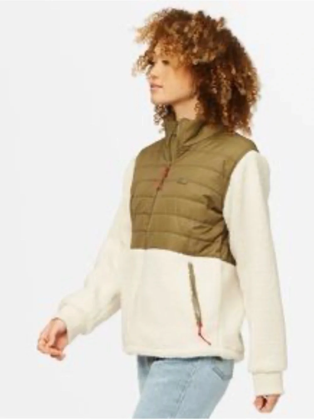Billabong Olive & Cream Sherpa Puffer Jacket